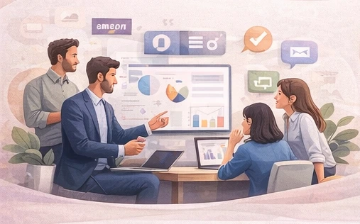 Ecommerce consulting team discussing Amazon, Flipkart, Meesho growth strategy